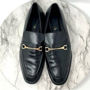 Zara Buckle Detail Black Loafer Flats 39/8 Classic Minimalist Preppy Academia